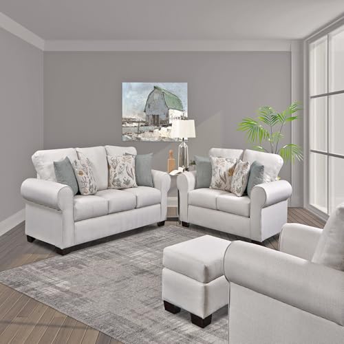 American Furniture Classics Beaujardin 4-Piece Set With Sleeper Sofas, Soft Washed Cream Tweed