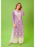 Anni Designer Women'S Rayon Blend Straight Chikankari Embroidered Kurta (Nakusha Purple_Xl_Purple_X-Large),Purple,XL,Rayon Blend,Regular,Kurta