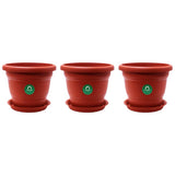 Trustbasket Terracotta Pots With Bottom Plates 3 Pcs (6 Inch) | Gamla For Plants With Saucer | Pots And Planters With Tray | G