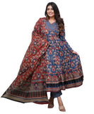 GRECIILOOKS Women'S Rayon Anarkali Printed V- Neck Kurta With Palazzo & Dupatta | Ethnic Set | Dupatta Set | Suit Set | Kurta An