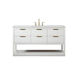 Elegant Decor Larkin 60 Solid Wood Mdf Single Bathroom Vanity In White Finish