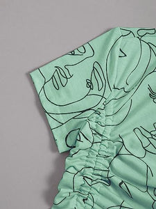 Toplot Printed Crop Top For Women With Short Sleeve (Crop-Top-5100-Green-Xs),Green,,B0CBPPQCVP