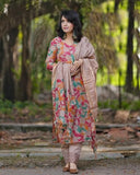 Anni Designer Women'S Cotton Blend Straight Printed Kurta With Pant & Dupatta (Candy Beige-Jl_M_Beige_Medium),Beige,M,Cotton Blend,Regular,
