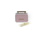 AB TRADING Rectangle Toothpick Dispenser Box | Elegant PushType Toothpick Holder with Transparent Lid & Golden Handle | Compact