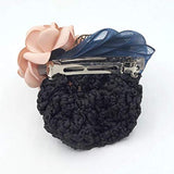 Women Hair Bun Cover Net Snood Hairnet Bowknot Decor Barrette Hair Clip Bow Ribbon Flower Hair Accessories For Stewardess Banks
