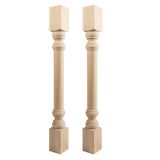 Btowin 35 1/2-inch H 3 1/2-inch W 3 1/2-inch D Wood Carved Traditional Cabinet Columns, 2Pcs Unfinished Massive Kitchen Island C