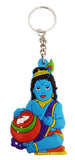 Es Rubber Lord Krishna Keychain Soft Silicone Butter Pot Gopal Keyring Lightweight God Keyholder For Men, Women, Kids, Boys, Gir