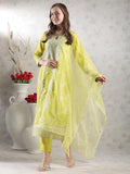 Gosriki Women'S Rayon Blend Straight Embroidered Kurta With Pant & Dupatta (Carlton Lemon-Vks02-Gs_Xxl_Lemon_Xx-Large),Lemon,2,B0DJWFF2SJ