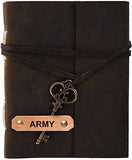 Rjkart A5 Leather Army Embossed On Cover Diary Planner With Key Lock For Men And Women (Brown)