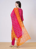Gosriki Women'S Rayon Viscose Printed Straight Kurta With Pant & Dupatta (Shubhangi Rani-Vks01-Gs_Xl_Pink_X-Large),Pink,,B0DTK6F8C3