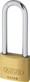 ABUS 55/40HB63 Solid Brass Padlock with 2 Keys for School, Gym, 1 1/2in (40mm) Wide, Long Shackle, Keyed Alike