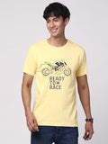 Adro Men'S Biker Design Printed 100% Cotton T-Shirt - Regular Fit, Printed T-Shirts For Men (Rn24-Ktm-Ly_Light Yellow_Xl)