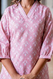 Lookmark Women'S Latest Printed Cotton Blend Straight Kurta And Afghani Pant Set Perfect For Casual And Office Wear (Az-Lm-P1-Ks2070 Peach-L)