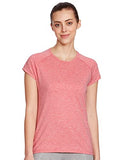 Enamor Athleisure Womens Raglan Sleeves Scoop Neck Slim Fit Quick Dry 4 Way Stretch Antimicrobial Active Tee with Reflective Graphic- E089-(E089_Bubble Pink Mel W/ Balance_XL),Bbl Pink Mel Balance