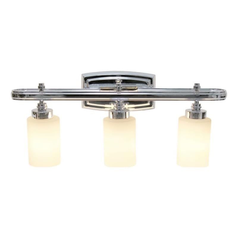 All The Rages Essentix 3-Light Metal Vanity Fixture With Opaque Shade In Chrome