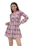 OM SAI LATEST CREATION Women's Rayon Full Sleeve A-Line Knee-Length Western Dresses for Women or Girls (Medium, Pink)
