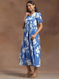 Libas Women'S Cotton Flared Midi Dress (29118Or Blue
