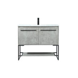 Elegant Decor Sloane 40 Mdf And Steel Single Bathroom Vanity In Concrete Gray