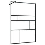 vidaXL Modern Walkin Shower Wall with Clear SingleLayer Safety ESG Glass and Black Aluminum Frame, Versatile and Easy to Clea