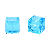 24pcs Adabele Austrian 8mm Faceted Cube Crystal Loose Beads Aquamarine Blue Compatible with Swarovski Crystals Preciosa 5601 SSC