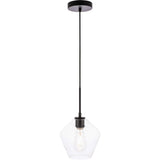 Living District Gene 1-Light Mid-Century Metal Pendant In Black And Clear Glass