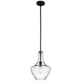Kichler Everly 15.25 Kitchen Bell Pendant in Olde Bronze, 1-Light Clear Seeded Glass Pendant Light, (15.25 H x 10.5 W), 42141OZC