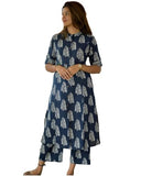Anni Designer Women'S Rayon Viscose A-Line Printed Kurta With Pant (Kopek Blue-Vks01_L_Blue_Large),Blue,L