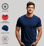 Adro Men'S Solid Regular Fit T-Shirt (Rcm2-Pln-Gr-Nb_Grey,Navy