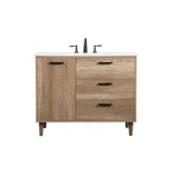 Elegant Decor Baldwin 42 Aluminum Mdf Single Bathroom Vanity In Natural Oak