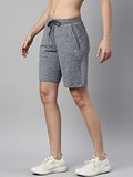 Enamor Athleisure Shorts For Women With Pockets With Adjustable Waist Used For Gym Yoga Workout (A702_Navy Melange_L)