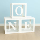One Balloon Box for 1st Birthday Decoration Baby Boys Girls Kids Twins Year Transparent Plain Letter Balloon 3 Pcs White Box Arr