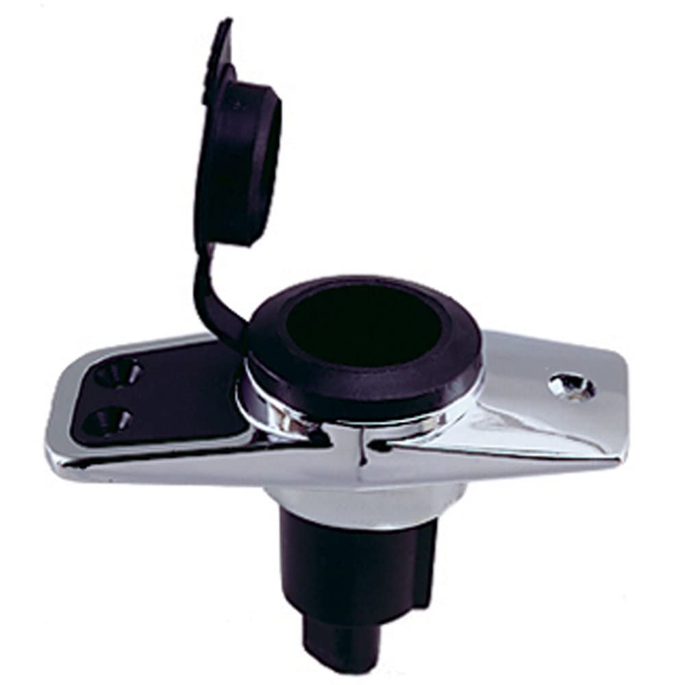 Perko 1060Pb0Dp Chrome-Plated 2-Pin Plug-In Light Base With 5  Rake - 3.75'' X 1.75'' Base , Black