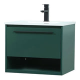 Elegant Decor Roman 24 Aluminum Alloy Mdf Single Bathroom Vanity In Green