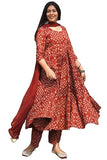 Gosriki Women'S Rayon Viscose Anarkali Printed Kurta With Pant & Dupatta (Acacio Red-Vks01-Gs_M_Red_Medium),Red,,B0FDBDJ5VG