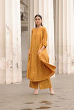 Anni Designer Women'S Rayon Viscose A-Line Printed Kurta With Palazzo (Khergam Yellow_M_Mustard_Medium),Mustard,M,Rayon,Regular,