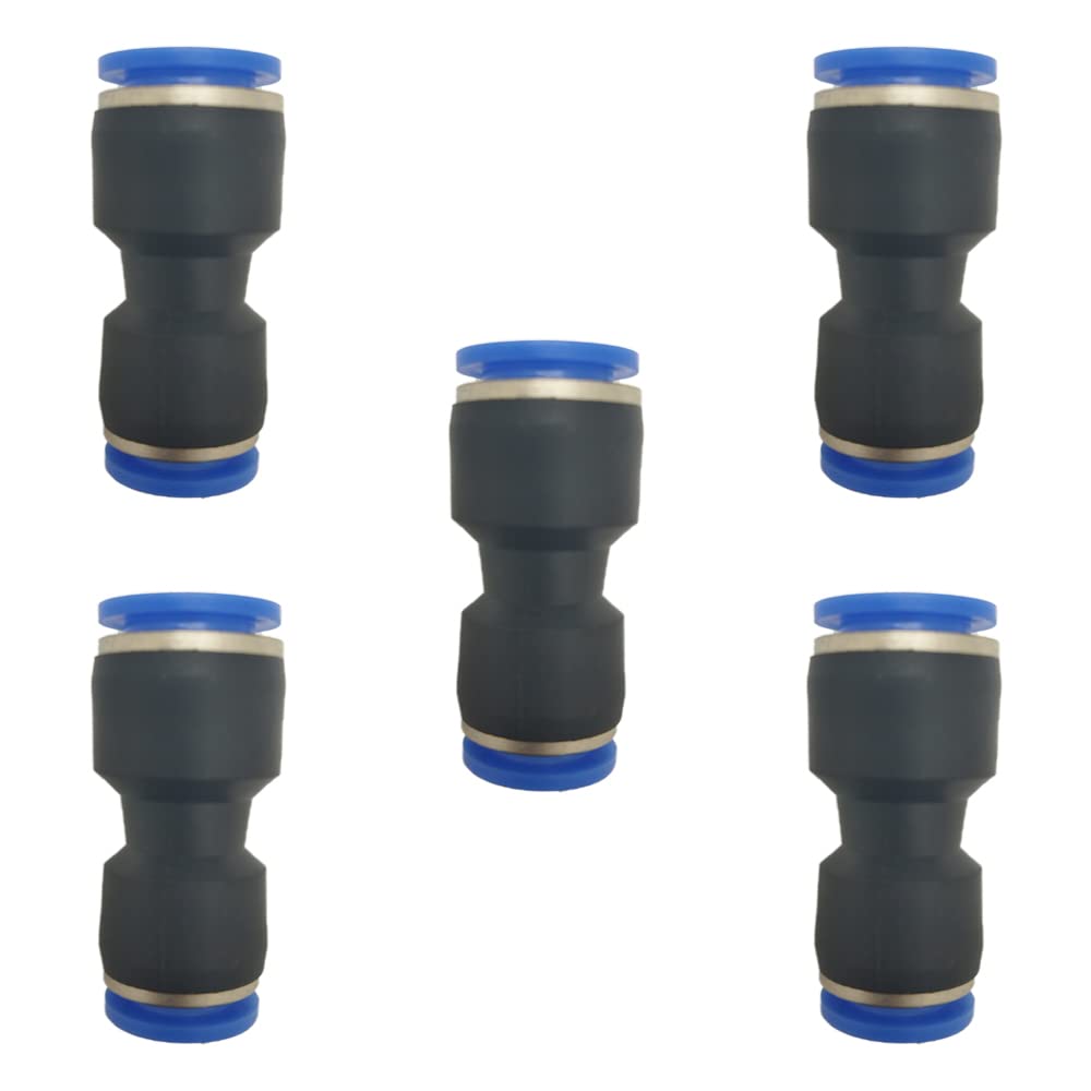 1/2 OD x 3/8 OD Pneumatic quick Connector Push to Connect fittings Straight reducer Union/Coupler (Pack of 5)