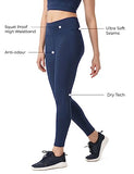 Pumpd Womens Stretchable Leggings -Two Deep Side Pockets Ankle Length Lightweight Anti-Odor Squat Proof Dry Tech Ultra Soft Seams,Moody Blue,Moody Blue,S