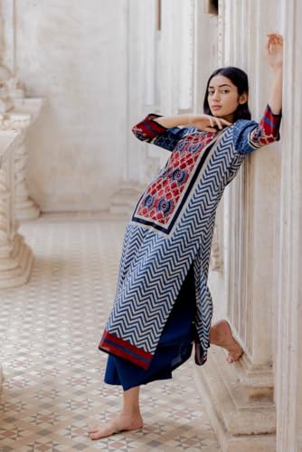 Anni Designer Women Vicose Rayon Regular Fit Printed Straight Kurta (Tharak Multi_L_Multicolor_Large),Multicolour,L,Vicose Rayon,Regular,