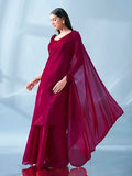 Womanista Women'S Organza Stretchable Cuff Saree (Ti6778_Pink)