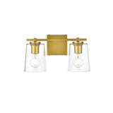 Living District Kacey 2-Light Iron & Glass Bath Sconce In Brass/Clear