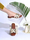 Shoetopia Shiny Open Toe Embellished Golden Flats For Women & Girls /Eu41,Golden,8,B0F6TVTP9F