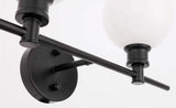 Living District Collier Industrial Mid-Century Modern 2 Light Entryway And Bathroom Wall Sconce In Black And Frosted White Glass
