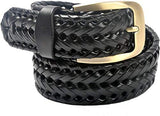 Vogard Mens Braided Genuine Leather Original Branded Belt | Woven Leather Belt For Casual Pants With Brass Buckle| Micro Adjusta