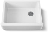 KOHLER K-7251-0 Whitehaven Farmhouse Undermount Single-Bowl Kitchen Sink with Tall Apron with Hayridge Design, 29-11/16 x 21-9/1