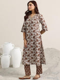 Libas Women'S Cotton Kurta Set (400351 Brown 2Xl
