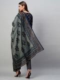 Anni Designer Women'S Cotton Blend Straight Printed Kurta With Pant & Dupatta (Bagwara Blue-Kbv_Xxl_Blue_Xx-Large),Blue,2XL,Cotton Blend,Regular,