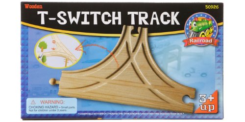 maxim enterprise, inc. T-Switch Track, Wooden T Track for Toy Train Intersection, Wooden Track Accessories Compatible with Thoma