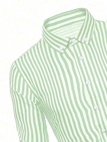 Toplot Shirt For Men || Mens Casual Shirts || Full Sleeve || Regular Fit || Striped (Strip-Shirt-5219-Pista-Xl),Pista,,B0DQPPWG2V