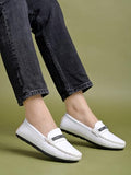 Shoetopia Upper Chain Detailed White Loafers For Women & Girls /Eu39,White,6,B0DM686JFX