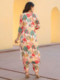 Anni Designer Women'S Rayon Blend Straight Fit Printed Kurta With Pant (Samlok White_M_White_Medium),White,M,Rayon Blend,Regular,